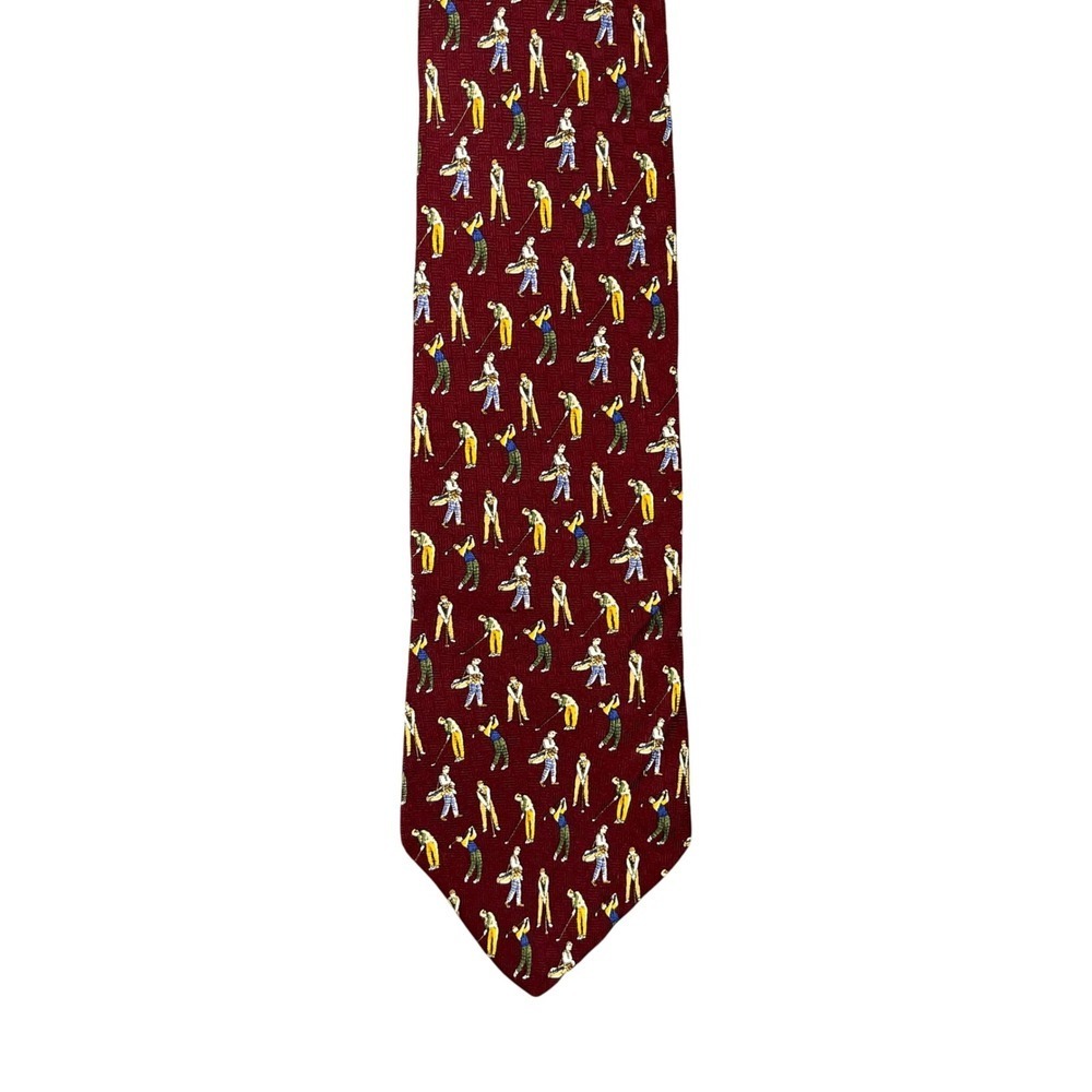John Hill Golf Tie Mens Vintage Silk Made In USA Executive Collection Sportswear